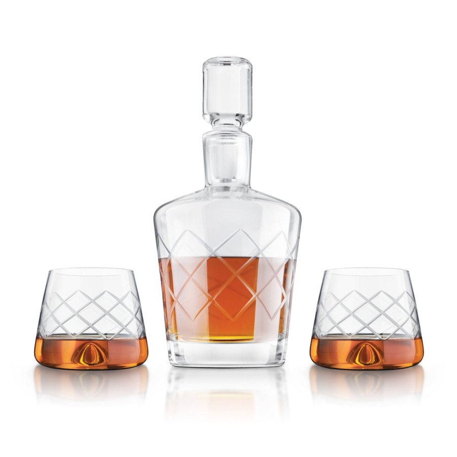 Tabletop & Bar Final Touch Durashield Liquor Accessories | 4 Piece Lead-Free Crystal Whiskey Decanter Set | Final Touch®