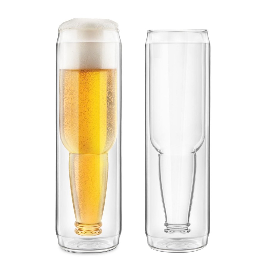 Tabletop & Bar Final Touch Bottoms Up Beer Glasses | Bottoms Up - Double-Wall Beer Can Glass Set - Set Of 2 | Final Touch®