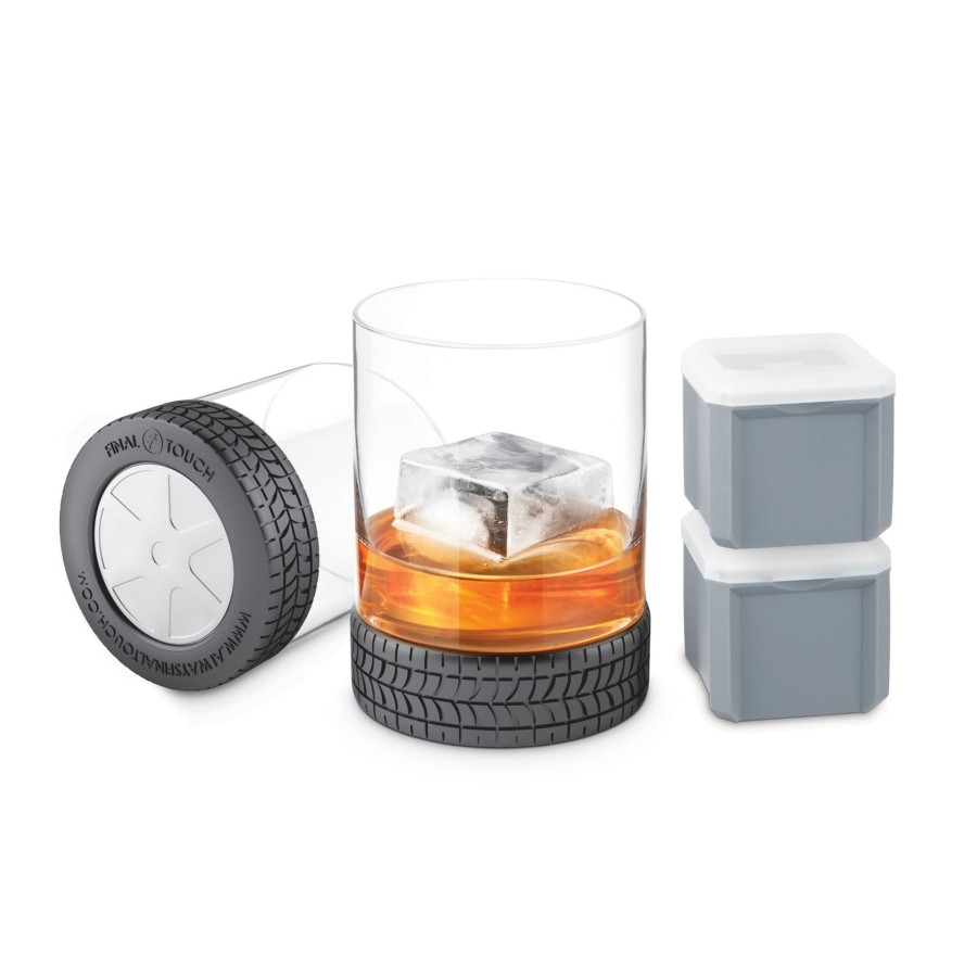 Tabletop & Bar Final Touch Specialty Bar Glasses | Wheel'N 12 Oz / 350 Ml Glasses With Ice Cube Moulds - 4 Piece Set | Final Touch®