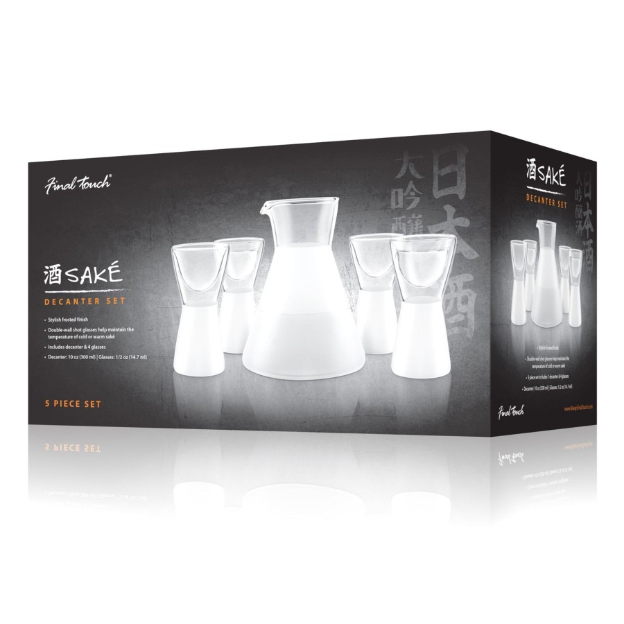 Tabletop & Bar Final Touch Sake | 5 Piece Frosted Sake Decanter Set | Final Touch®