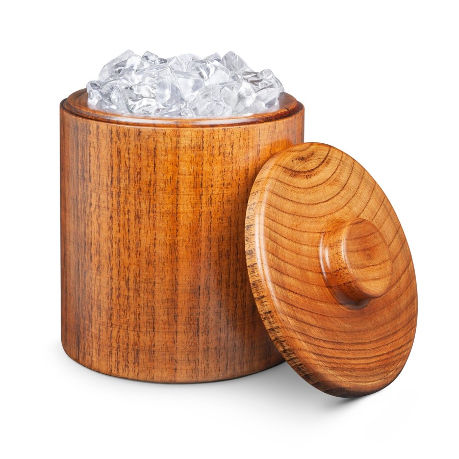 Tabletop & Bar Final Touch Tiki Accessories | Solid Wood Ice Bucket 1.25 Quart - 40 Oz | Final Touch®