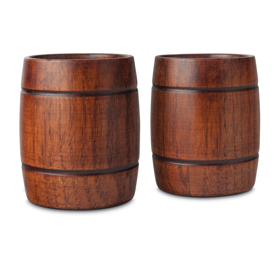 Tabletop & Bar Final Touch Tiki Accessories | Wood Barrel Tumblers - Set Of 2 | Final Touch®