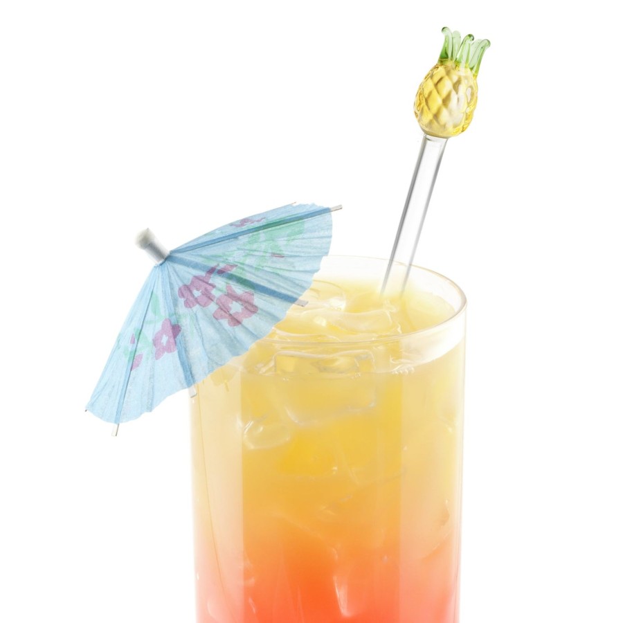 Tabletop & Bar Final Touch Tiki Accessories | Glass Pineapple Drink Stirrers - Set Of 6 | Final Touch®