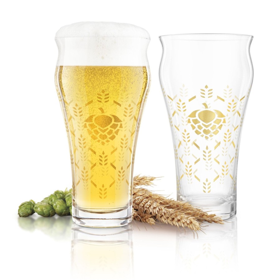 Tabletop & Bar Final Touch Beer Mugs & Glasses | Barley & Hops Brewhouse Beer Glass - Set Of 4 | Final Touch®