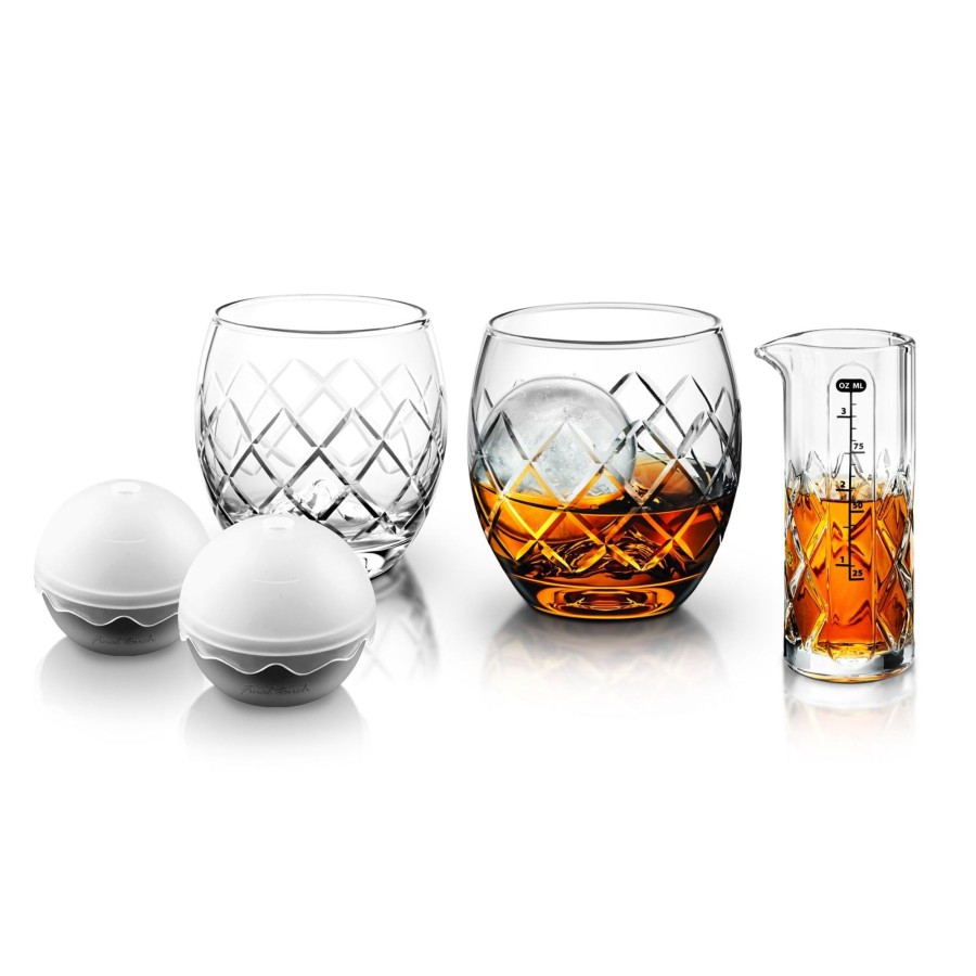 Tabletop & Bar Final Touch On The Rock Glasses | Hand-Cut On The Rock Glass 5 Piece Set | Final Touch®