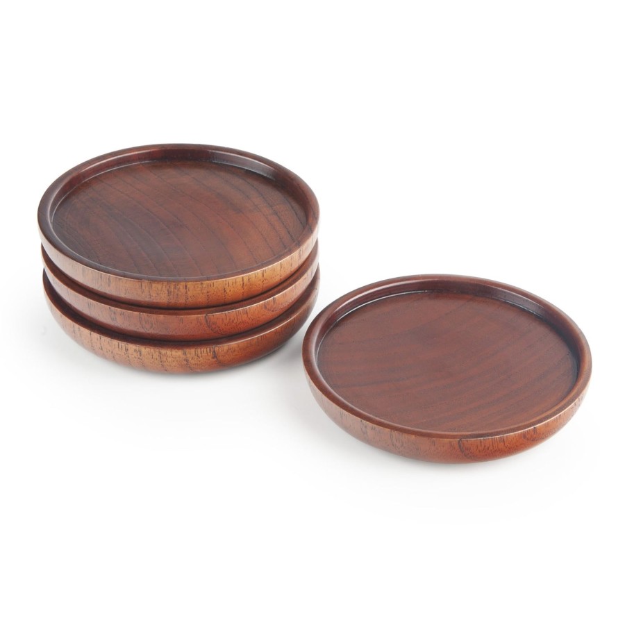 Tabletop & Bar Final Touch Tiki Accessories | Solid Wood Drink Coasters - Set Of 4 | Final Touch®