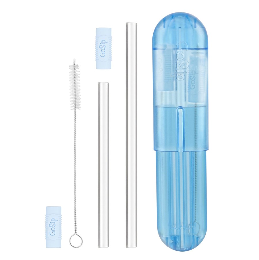 Tabletop & Bar Final Touch Straws | Gosip Glass Reusable Straws -Translucent Blue | Final Touch® Blue Clear