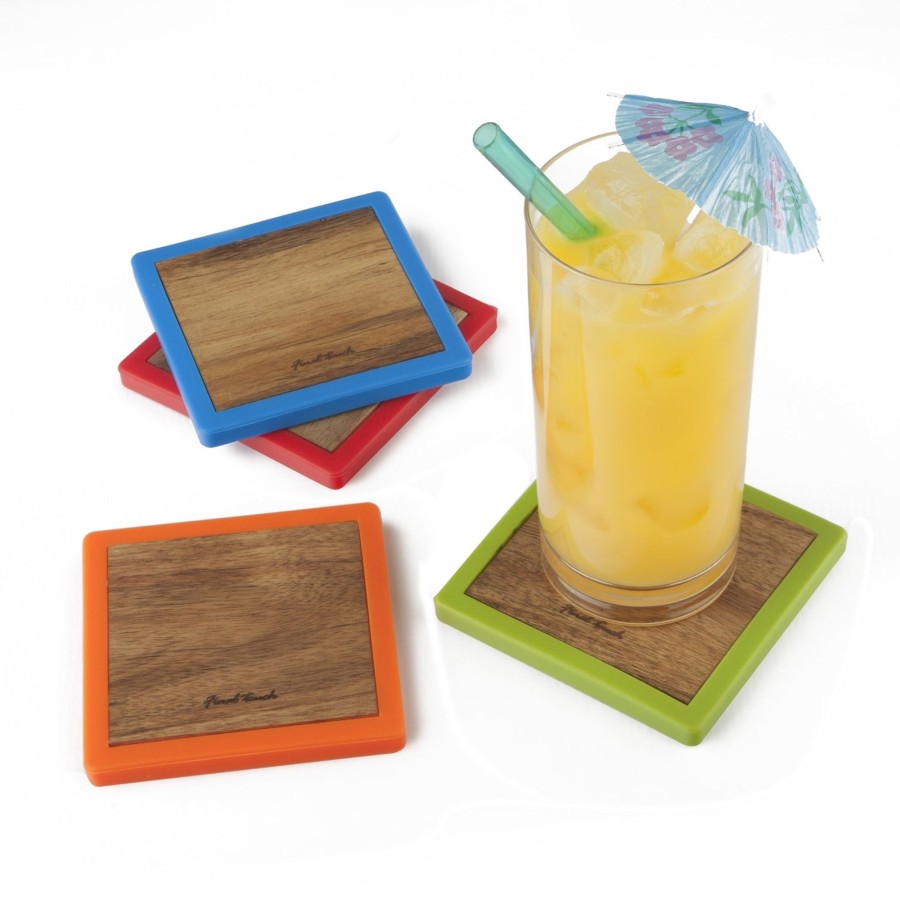 Tabletop & Bar Final Touch Tiki Accessories | Coloured Wood Coasters - Set Of 4 | Final Touch®