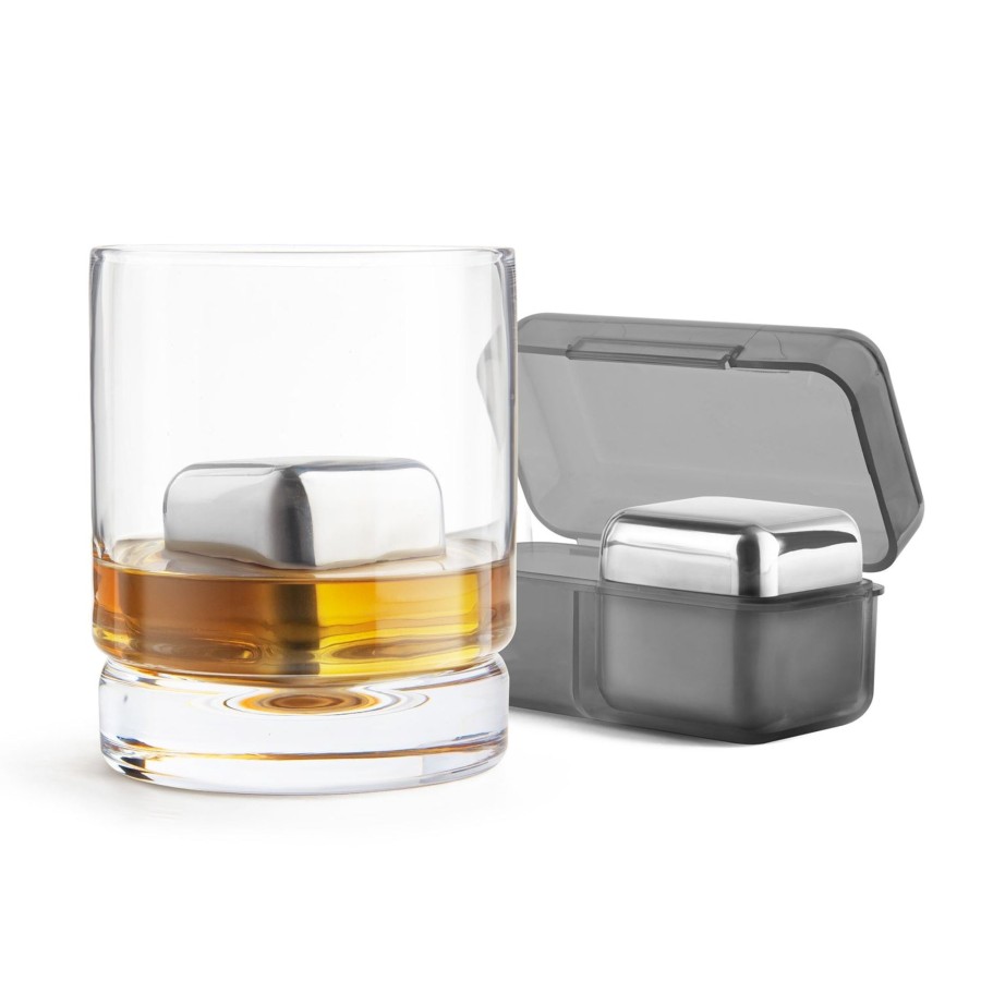 Tabletop & Bar Final Touch Steel Chilling Balls & Cubes | Whiskey Cubes - Set Of 2 - Stainless Steel | Final Touch®