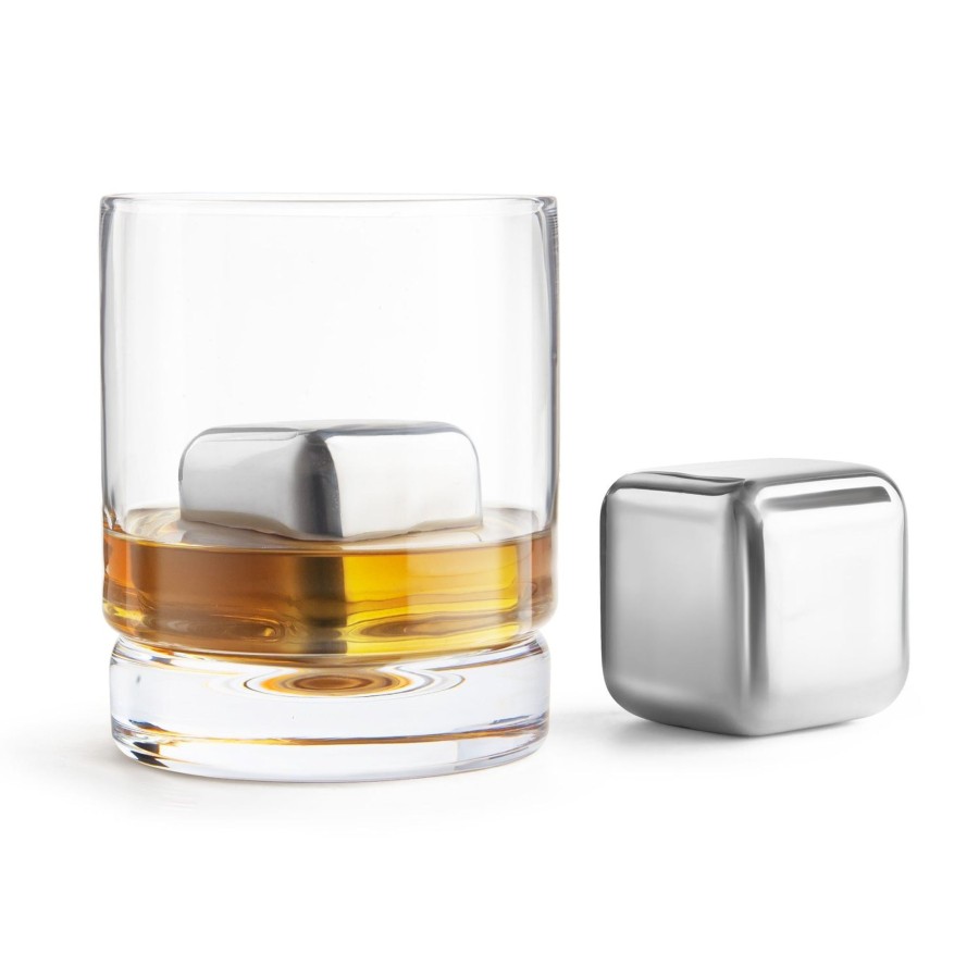 Tabletop & Bar Final Touch Steel Chilling Balls & Cubes | Whiskey Cubes - Set Of 2 - Stainless Steel | Final Touch®