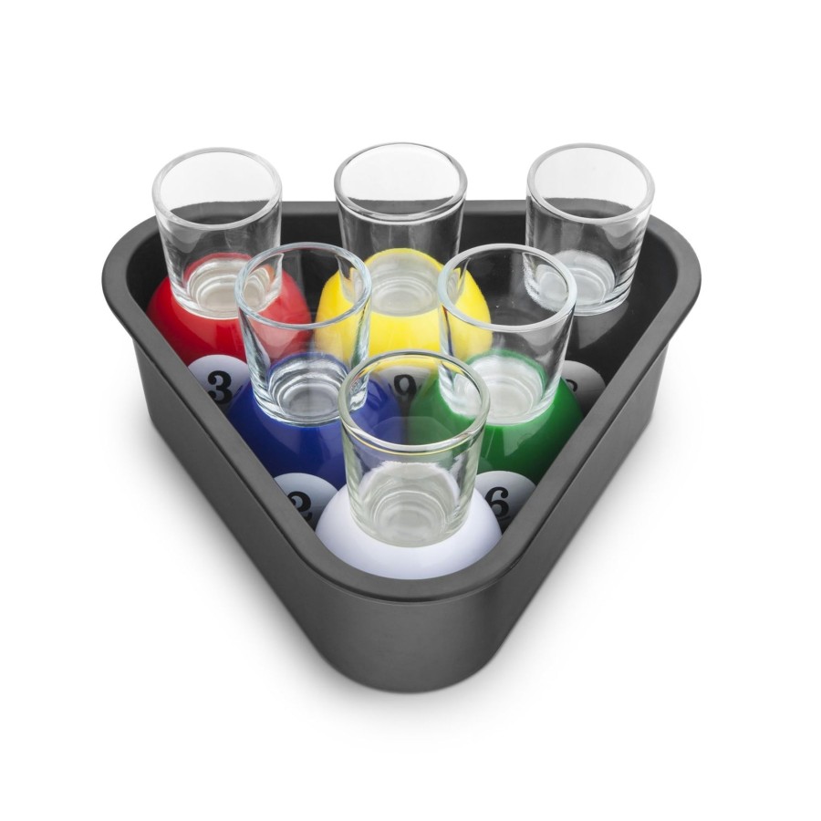 Tabletop & Bar Final Touch Jiggers Flasks & Shot Glasses | 6 Pool Shots With Rack Tray | Final Touch®